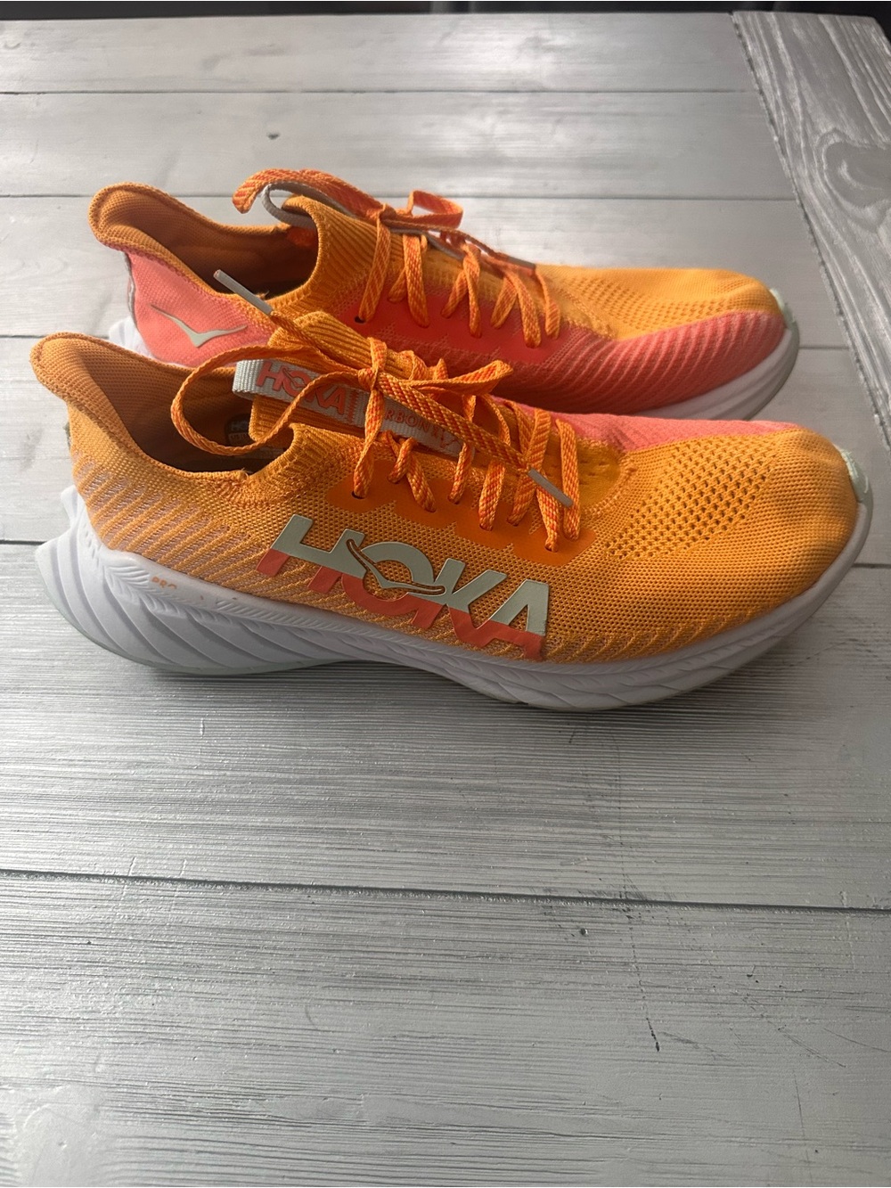 Hoka Orange Coral Knit Running Shoes